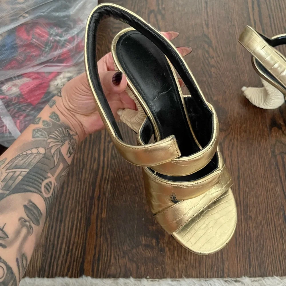 Givenchy Gold Croc-Embossed Heels - Picture 9 of 11